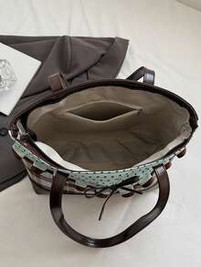 Vintage Sweet Style Elegant Exquisite Five-Pointed Star Print Bow Decor Handbag, Suitable For Friends Gathering, Dating - Multicolor - View 10