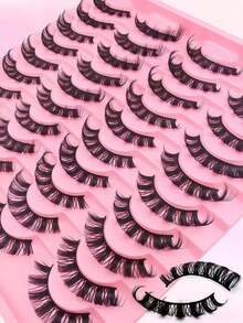 20/10 Pairs False Eyelashes, Russian Strip Lashes, D Curl, Tffy Cat Eye Effect, With False Eyelash Tail, Extra Long False Eyelash Set, Strip Lashes, Eyelashes, False Eyelashes, False Eyelashes - Black - View 5