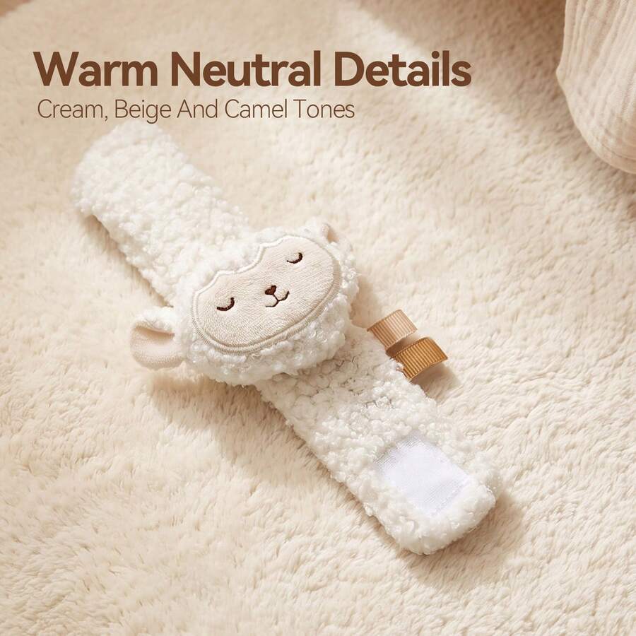 1Pc Plush Lamb Wrist Rattle, Soft Baby Wrist Band Rattle Toy, Infant Sensory Stimulation Play Toy, Portable Stroller Accessory Toy For 0‑12 Months Newborn, Baby Shower Gift - White - View 1