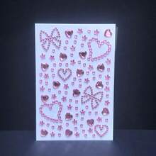 Colorful Heart & Bow Pattern Gem Stickers, Crystal Heart & Star Diamond Hair Accessory Stickers, Women & Girls DIY Self-Adhesive Hair Stickers, Acrylic 3D Shiny Rhinestone Decals, Suitable For Valentine's Day, Holidays, Birthday Parties, Banquets And Proms, Hair Accessory Stickers, Music Festival Rave Accessories, Hairstyle Set, Styling Tool Set - Bow Rhinestone - View 7