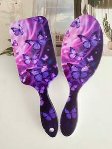 BEATURE 2pcs/1pc Pink Purple Butterfly Pattern Air Cushion Comb, Scalp Massage Comb, Anti-Static, Durable ABS Handle, Nylon Bristles, Suitable For All Hair Types, High-Quality Air Cushion Comb. - Pinkish-purple Butterfly - View 8