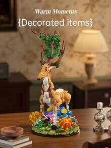 1161pcs Floral Sika Deer Building Block Set,DIY Assembly Animal Model Puzzle Toy, Creative Desktop Home Decoration, Birthday Holiday Gift For Teens & Adults,Home Tabletop Display Decor & Gift - Multicolor - View 6