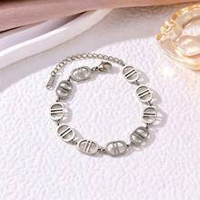 French Vintage Pig Nose Handmade Chain Bracelet For Women, Stainless Steel Gold-Plated Letter Jewelry - Letter Charm Bracelet - View 5