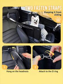 Car Pet Dog Seat - Foldable Pet Car Seat With Seat Belt Support And Anti-Slip Design - Portable Height-Increasing Seat With Cushion And Sturdy Frame, Suitable For Small Dogs Up To 11 Lbs, For SUV, Sedan, Van - Center Console Accessory - Multicolor - View 3