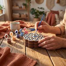 4/8pcs Mandala Wood Serving Mat, DIY Artistic Painting Creation, Heat-Resistant Desktop Protection Decoration, Suitable For Home Kitchen, Coffee Bar, Restaurant Table Decoration - Multicolor - View 10
