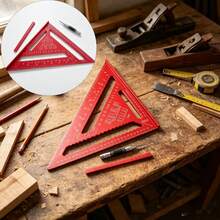 UNISURE 3 Pieces Basic Woodworking Tool Set: 12-Inch Metric Adjustable Try Square + 4-Inch Center Punch + Woodworking Pencil, Aluminum Alloy/Steel Material, Minimalist Red Triangle Ruler With Adjustable Fence And Scale, Multi-Function Woodworking Tool For Marking, Measuring, Punching And Positioning, Suitable For Home Decor DIY Projects And Father's Day Gift - Set Square + Marking Gauge + Carpenter Pencil - View 5