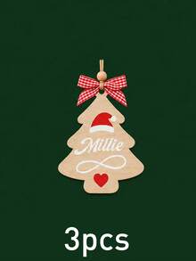 Custom Wooden Christmas Tree Ornament, Personalized Name Santa Hat Holiday Decor, Festive Rustic Christmas Style, Customized Hanging Wall Decoration, Customizable Name Tree Ornament, Christmas Party Decor, Holiday Keepsake Gift, Christmas Gift 2026 - Style B - View 34