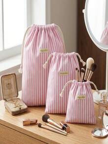 1 PC,Blue-Striped Storage Bag-A Small Drawstring Bag Suitable For Holding Travel Toiletries, Gift Wrapping, Or Storing Small Items Such As Jewelry And Cosmetics (Smallest Size). - View 7