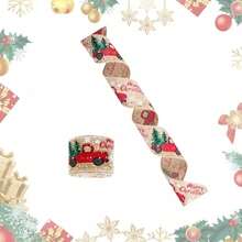 Wired Christmas Linen Ribbon, Christmas Tree Snowflake Truck Print Fabric Ribbon, Large Roll Ribbon For Sewing DIY Handmade Gift Wrapping, Christmas Wreath Making And Holiday Decoration Supplies - Multicolor - View 9