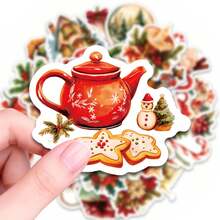 50pcs PP-Mj24 Tree Root Christmas Stickers, Diverse Designs, Enhance Thinking And Creative Action Ability, Art Supplies, Children's Sticker Toys - Multicolor - View 8