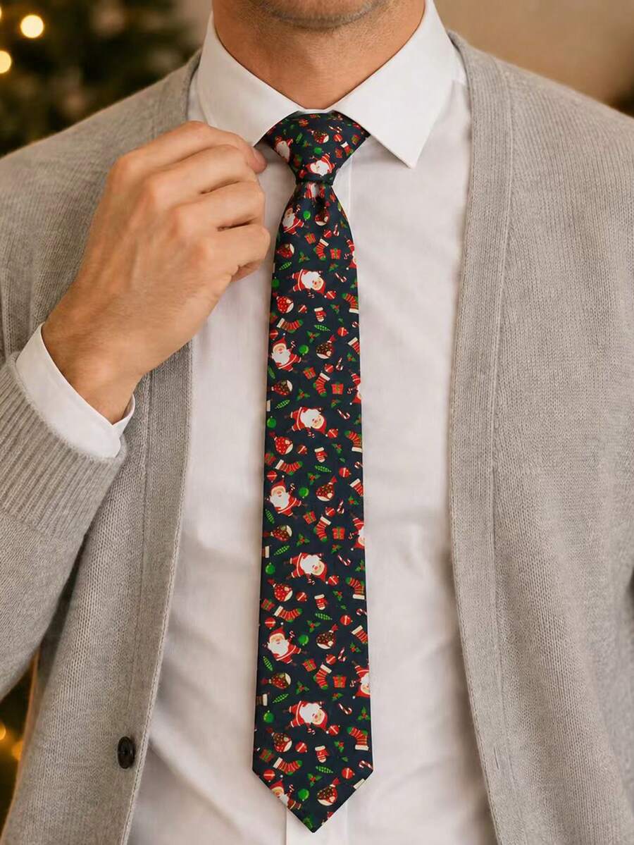1pc Men's 5cm Christmas Holiday Tie, Clothing Accessory Tie, Suitable For Christmas Holiday Use - Multicolor - View 1