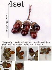 1 Set Artificial Acorn Set (With Cap) - DIY Mini Acorn Decorations; Realistic Acorns Suitable For Christmas Tree, Fireplace Mantel, Tabletop Centerpiece, Wreath, Garland, Vase Filler And Home Decor - Multicolor - View 11