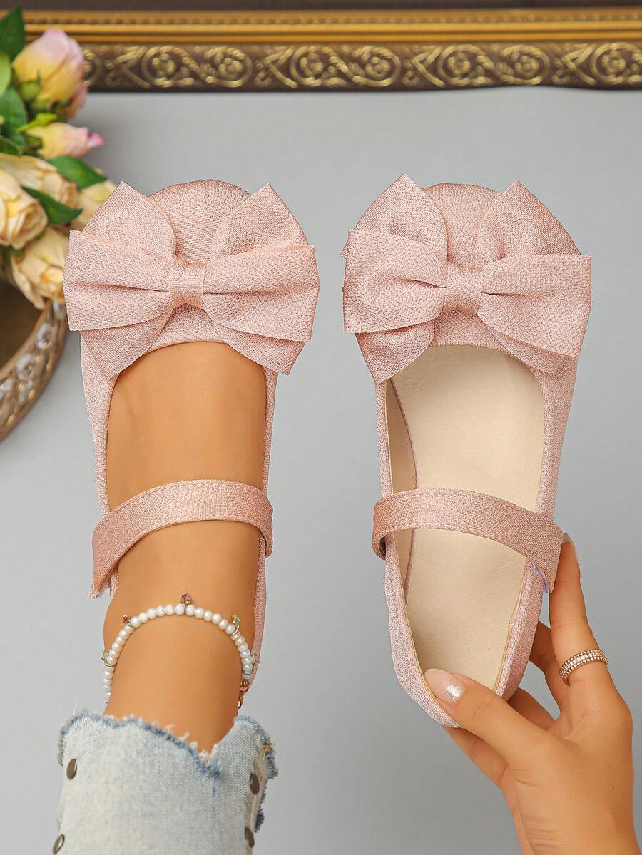 Women's Bow Decor Mary Jane Shoes . Round Toe Hook & Loop Strap . Spring/Autumn Women's Flat Shoes . Sweet Ballet Style Shoes