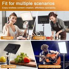 10-Inch Square Full-Screen LED Ring Light With 160cm Adjustable Tripod And Phone Clip, Enhanced Brightness Version, Suitable For Phone And Camera, Battery-Free, 3 Lighting Modes, Ideal For Photography, Video Recording, Selfie, Zoom Meetings, Handheld Selfie, Outdoor Activities, Interviews, Live Streaming, Studio Lighting, Makeup Light And Booth Lighting - A - View 3