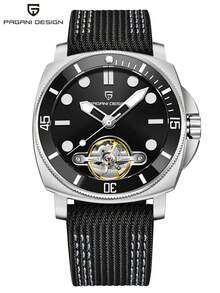PAGANI DESIGN DESIGN E3251 Men Mechanical Automatic Watch 43mm Green Dial Woven Sports Style Watch For Men PD1833 - Black - View 1