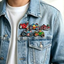 1-5pcs Motorcycle Metal Brooch Set, Personalized Badge Accessories, Backpack & Denim Jacket Decoration, Suitable For Vacation, Holiday, Daily Wear And Gifting - Multicolor - View 5