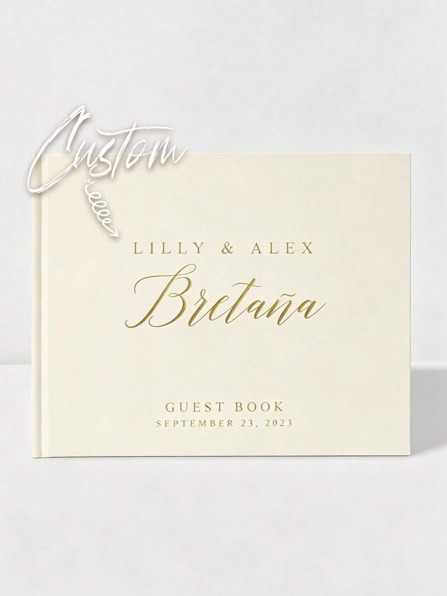 1pc Personalized Wedding Guest Book & Photo Album, 38 Inner Pages, Minimalist Elegant White Floral Design, Wedding Decor & Wedding Gift, Forever Love, Personalized Gift, Bride Gift - Multicolor - View 1