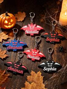 Customized Halloween Name Letter Key Chain, Spider Web Spider Letter Bag Pendant, Commemorative Gift For Friends. - Multicolor - View 1