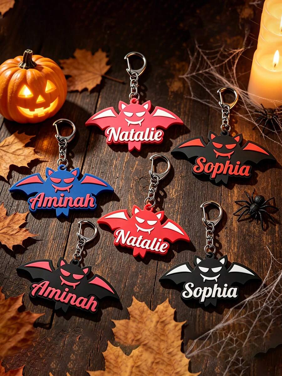 Customized Halloween Name Letter Key Chain, Spider Web Spider Letter Bag Pendant, Commemorative Gift For Friends. - Multicolor - View 1