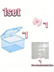1/2/4pcs Cute Bowknot Transparent Plastic Storage Boxes, Glitter Desktop Organizer, Dust-Proof Cosmetic Jewelry Stationery Small Items Storage Box, Pink/Blue - Multicolor - View 11
