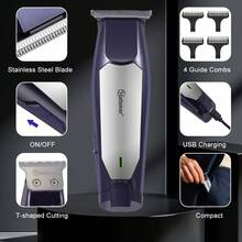Hatteker 1件裝男士電動理髮剪，家用USB充電漸層修剪器，理髮雕刻剪 - 查看 8