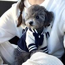 1 Pet Ins Style Puppy Clothes Baseball Shirt, Fashionable And Interesting Puppy Pocket Pattern Embroidered Autumn And Winter Cat And Dog Clothing - Navy Blue - View 8