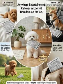 Fun Dog Newspaper Chew Toy, Happy Puppy, Suitable For All Dogs And Cats - Squeaky Fabric Toy, Suitable For Small/Medium/Large Dogs, Relieves Dog Boredom And Anxiety, Washable Pet Toy, No Battery Required, Perfect Pet Gift - Multicolor - View 4