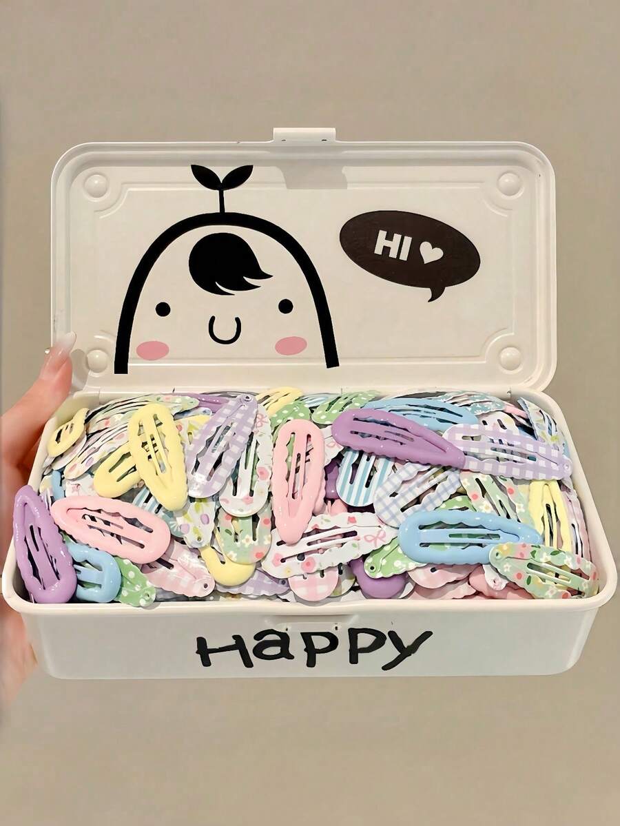 60/36/24/12 Pcs Multi-Color Printed Hair Clips Set, Cute Y2K Hair Accessories, Sweet Patterned Hair Clips For Girls & Women, Daily Wear&Party - Multicolor - View 1
