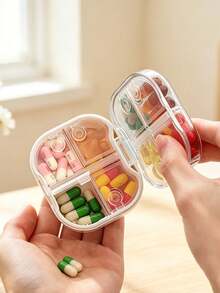 Waterproof Pill Box With Pixel Cat Pattern, Independent Sealed Compartments, Moisture-Proof Mini Visible Pill Box, Portable Printed Divided Pill Box, Travel Carry-On Pill Box, Cute Mini Pill Box, Double Layer 8-Compartment Capsule Storage Box - Multicolor - View 10