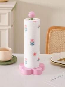 Wooden Flower Tissue Holder, No-Drill Freestanding Toilet Paper Dispenser, Top-Loading, Rustic Style Bathroom And Kitchen Paper Roll Storage Rack, Suitable For New Home - Multicolor - View 6