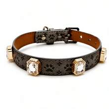1pc Non-Choke Pet Dog Collar, Customized Pattern With Rhinestone Inlay, Suitable For Small And Large Dogs And Cats, Cat Leash, Leather Collar - Multicolor - View 38