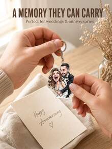 Personalized Photo Cartoon Portrait Keychain,Bag Charm, Custom Image Portrait Accessory, Personalized Wedding Memory Token, Couple Photo Gift - Multi-color - View 4
