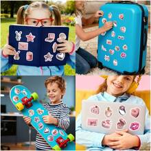 somoving 50 Sticker Designs Of Cartoon Pink Girls | Luggage, Guitar, Skateboard, Water Cup, Computer Desktop - High-Gloss Vinyl, Self-Adhesive, Disposable - B - View 7