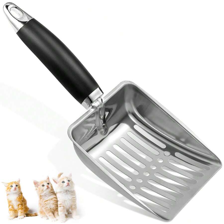 Cat Litter Scoop - Stainless Steel Metal Cat Litter Scoop-Kitty Metal Scooper-Sturdy Mesh Scooper - Mesh Shovel-Easy To Clean - Suitable For Cat Litter Box
