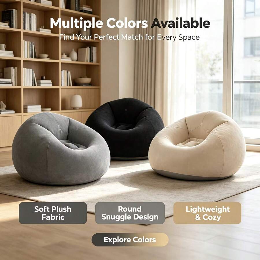 Random Color Large Lazy Inflatable Sofa Chair PVC Recliner Bean Bag Sofa Pouf Sofa Tatami Living Room Supplies Outdoor Camping Equipment - Random Color - View 1