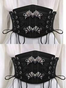 1pc Gothic Punk Steampunk Lace Tassel Tie Waist Belt, Suitable For Halloween Night Party Or Daily Outfit Matching - Gun Black - View 13