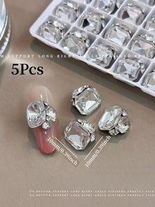 5/15Pcs Flashing K9 Crystal Pigeon Egg Nail Art Rhinestone Ball Transparent White Luxury Versatile Pillow Fat Square Nail Art Rhinestone Ball Decoration - White - View 18