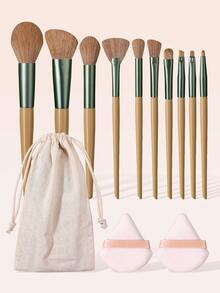 13Pcs Makeup Brush Set,Portable Drawstring Storage Pouch,Professional Beauty Tool Kit For Beginners & Daily Makeup - Ginger - View 3