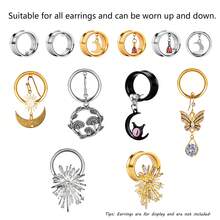 3 Pairs/6pcs DIY Dangle Ear Tunnels Stainless Steel Ear Plugs With Loop For Fixed Hanging Earrings Stretcher Piercing Jewelry - DIY Round - View 3
