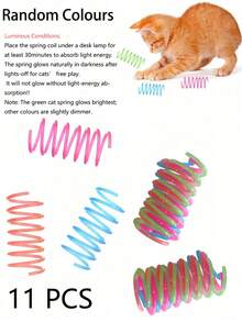 3/7/11/20/31pcs Glowing Spring Indoor Cat Toy Set, Spiral Design, Jelly Color Interactive Kitten Toys, Suitable For Chasing, Playing And Exercising, Providing Nighttime Interactive Entertainment For Cats - Multicolor - View 17