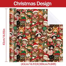 1 Set Cat Theme Wrapping Paper, Suitable For Christmas Gifts (Includes Stickers), Single-Sided Print, Christmas Cat, Christmas Hat, Sweater And Decorative Patterns, Multi-Color Gift Wrapping Paper, Suitable For Birthday, DIY Crafts, Party Decoration, Cat Lovers - Kitten - View 4