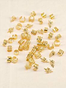 50pcs Hair Braiding Rings Hair Dreadlock Accessory Braid For Kids, Hair Rings Cuffs Clips For Dreadlock Accessory Jewelry Decorations - Gold - View 4