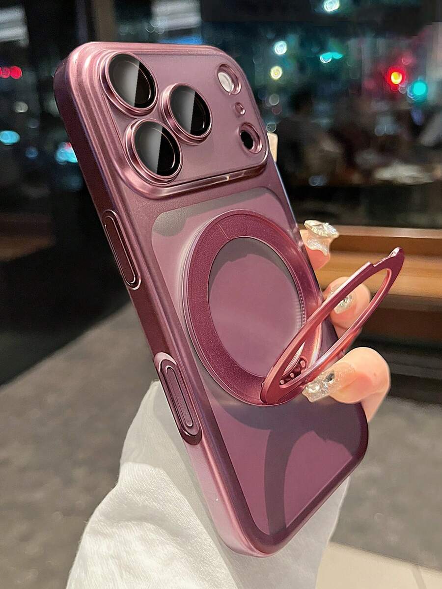 奢華啞光電鍍 360度磁吸支架手機殼，相容 iPhone 18 Pro Max 17 ProMax 17Pro 17Air 17 16 15 14 13 Pro Max，相機鏡頭保護防震保護殼