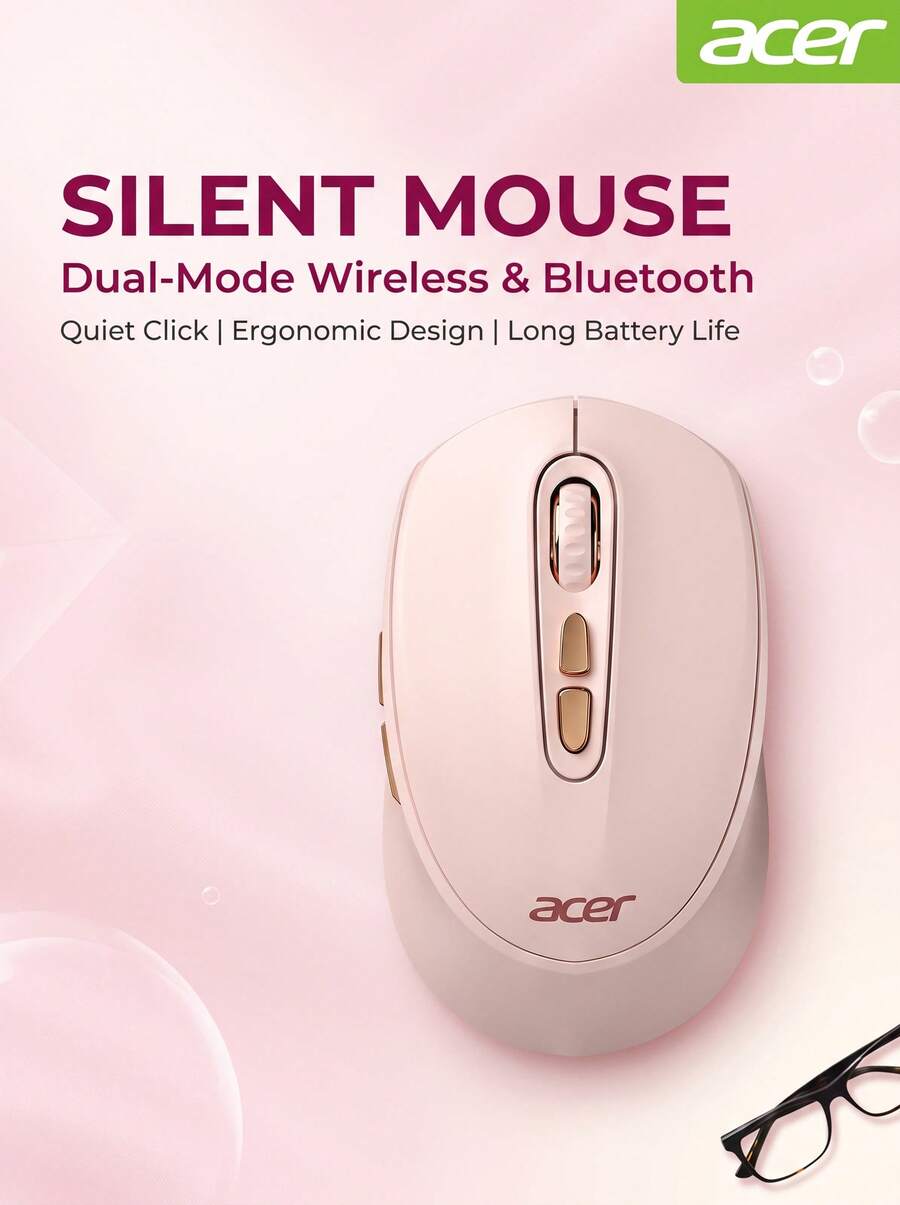 Acer 雙模無線滑鼠藍牙2.4G靜音可充電對稱便攜商務辦公室三檔 DPI 筆記本外設 - 查看 1