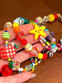 Gelang Manik-Manik Bintang Warna-warni Lucu Dopamine untuk Anak Perempuan, Aksesori Perhiasan Liburan Pantai Musim Panas dan Sehari-hari (Warna dan Posisi Manik-Manik Acak) - MultiWarna - View 2