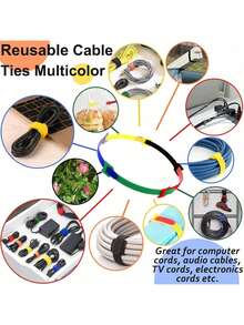 Reusable Multi-Color Cable Ties, Self-Adhesive Wire Organizer For Cable Management In PC Mouse, Wire Bundling And Organization - Multicolor - View 6