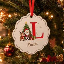 Custom Christmas Initial Name Ornament, Personalized Santa Reindeer Tree Hanging Decor, Festive Red Holiday Style, Customized Name Christmas Decoration, Customizable Monogram Keepsake, Christmas Tree Ornament, Holiday Gift 2026, Family, Friends - Style B - View 4