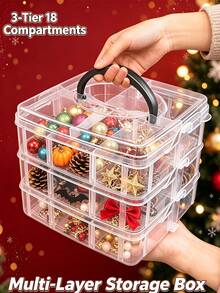 Storage Box With Lid And Handle; Used For Storing Holiday Decorations, Jewelry, Sewing Supplies, Jewelry Making Accessories And Hardware Accessories; Office Supplies Organizer Box; Gift For Craft Enthusiasts; Valentine's Day, Christmas Or Halloween Gift - Multicolor - View 3