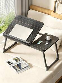Adjustable Foldable Bed Desk, Tilting Top With Cup Holder & Side Storage, Portable Anti-Slip Laptop Table, Ergonomic Desk For Bed Sofa Home Use, Perfect For Students Workers Adults - Multicolor - View 5