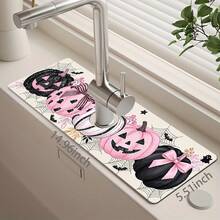 1pc Halloween Pumpkin Faucet Cover, Create Holiday Atmosphere, Bathroom Faucet Splash Guard, Waterproof Non-Slip Faucet Pad, Kitchen Countertop Accessory, Kitchen Dining Table Accessory, Sink, Moisture-Proof Absorbent Pad, Absorbent Drainage Pad, Multi-Functional Absorbent Non-Slip Pad - Multicolor - View 13